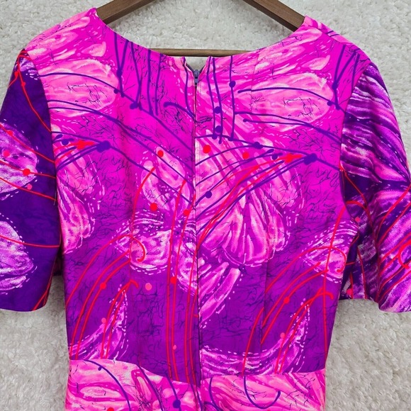 Vintage Liberty House Maxi Dress Womens 14 Purple Kiyomi Tropical Resort 60s 70s - Picture 10 of 15